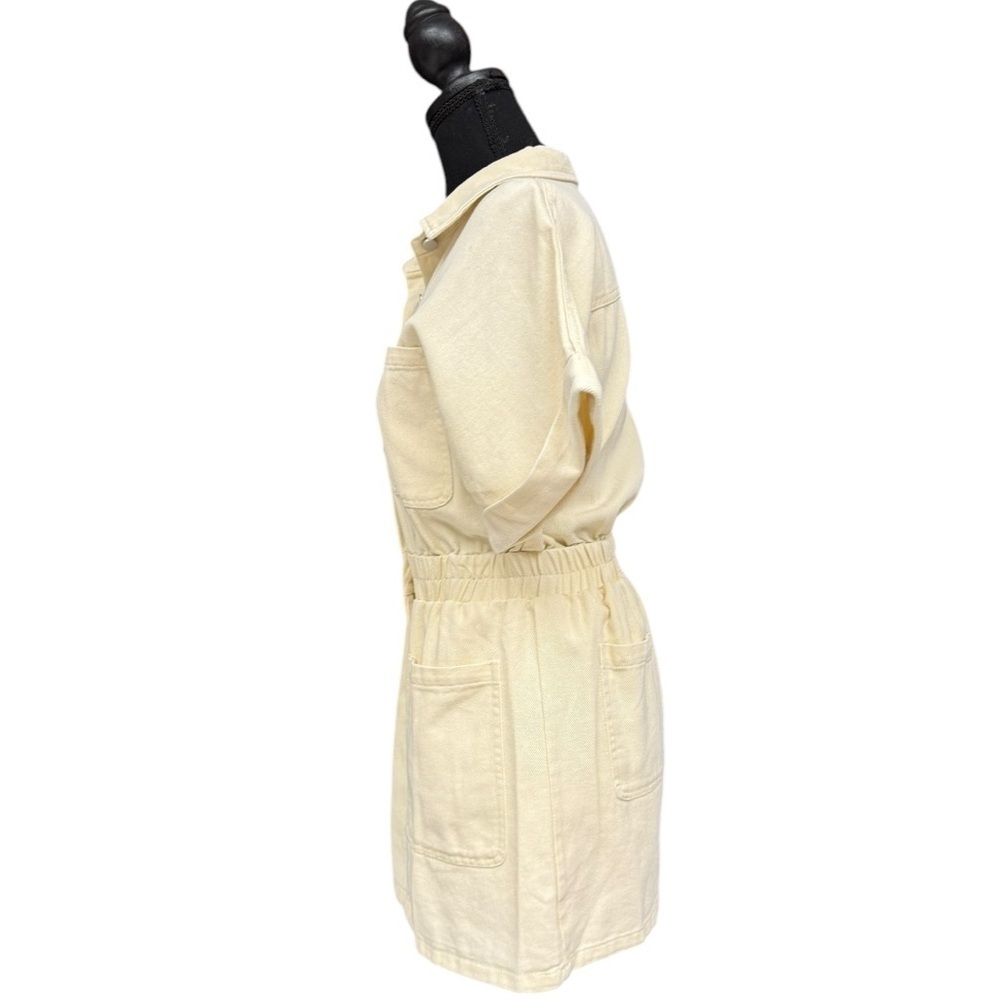 White Birch Cream Utility Romper Dress Size Small Casual Summer Denim Romper - Picture 5 of 11